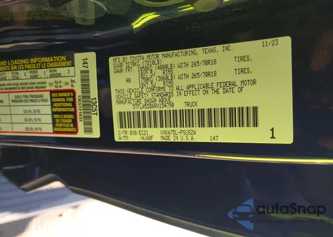 2024 Toyota Tundra Sr5 из США, поврежденный, VIN 5TFLA5DB6RX154798